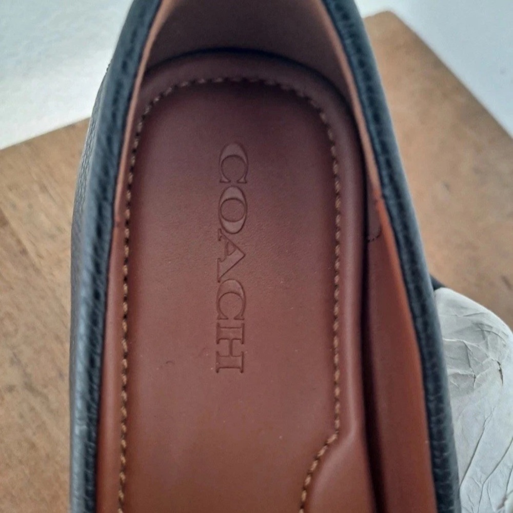 COACH Minna Solid Black Leather Moccasin Driver Loafer Tassel Size 8.5 (S746) - Picture 9 of 11